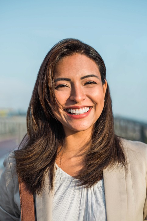 Smiling woman with brown hair
