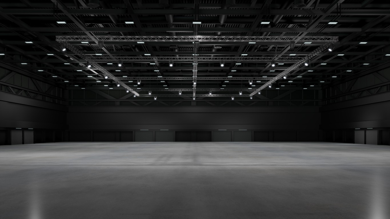 An empty floor within a manufacturing facility